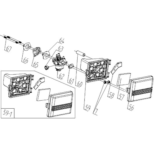 Воздушный фильтр и карбюратор Champion LM5127 после 2019г.